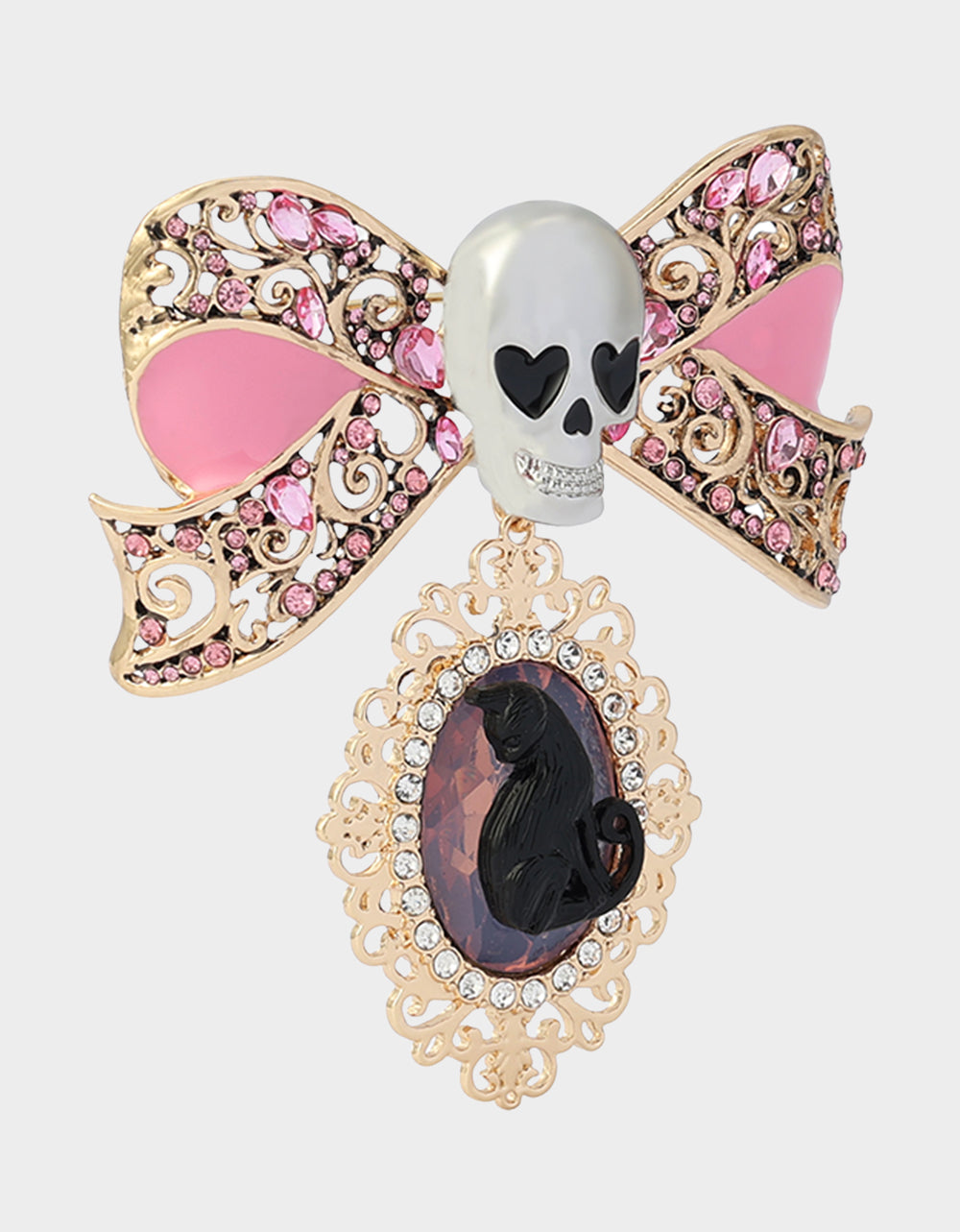 BOW SKULL BROOCH PINK - view 2