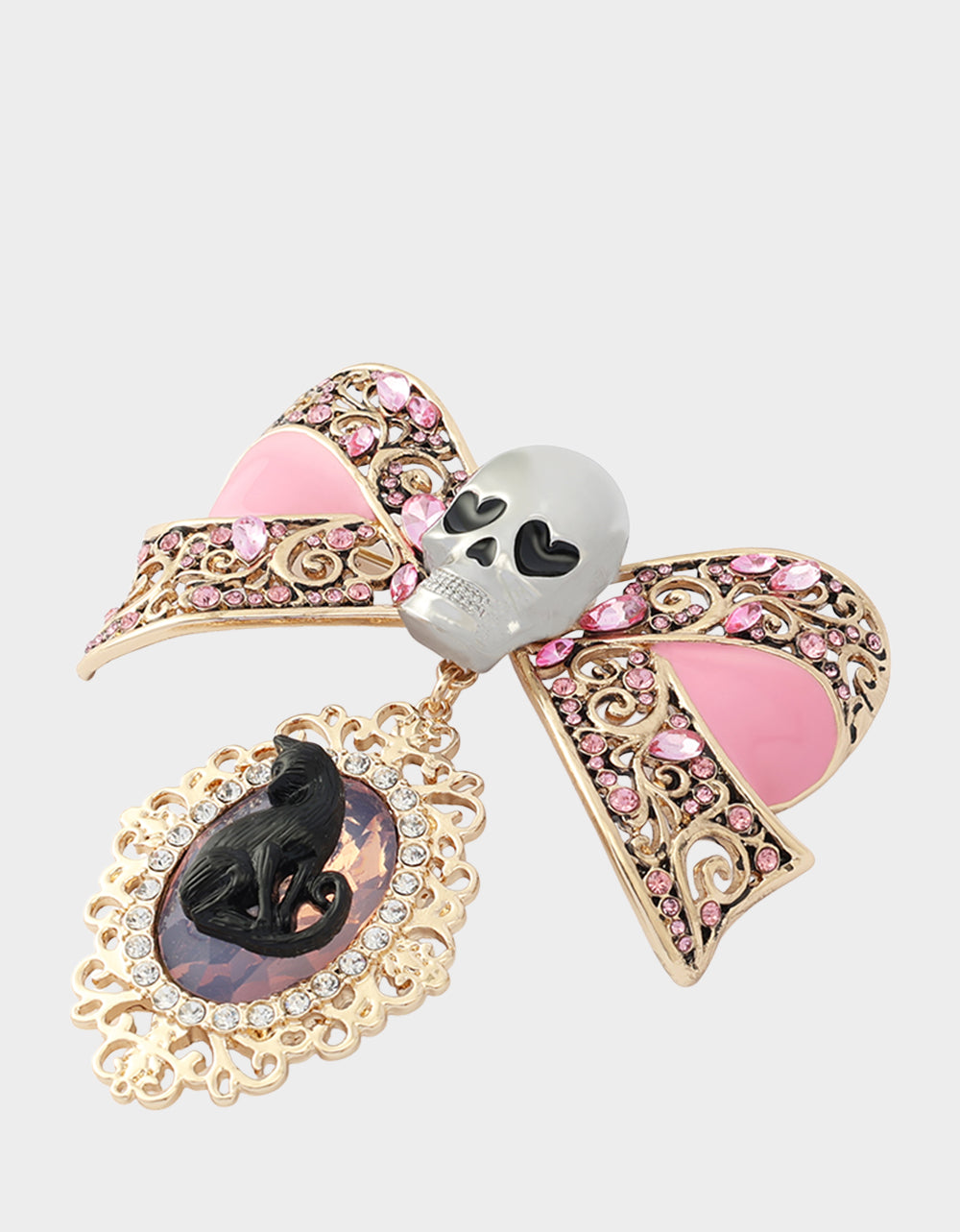 BOW SKULL BROOCH PINK - view 3