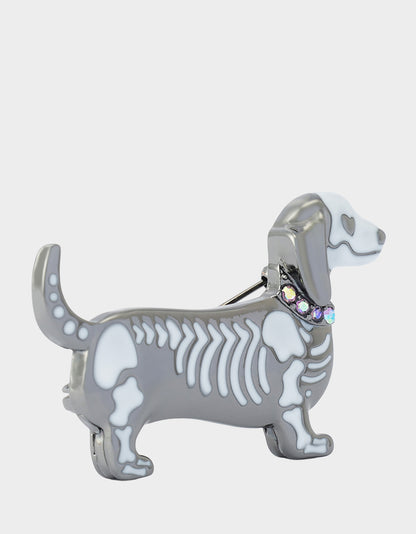 SKELETON DACHSHUND BROOCH SILVER - JEWELRY - Betsey Johnson