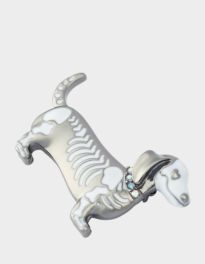 SKELETON DACHSHUND BROOCH BLACK