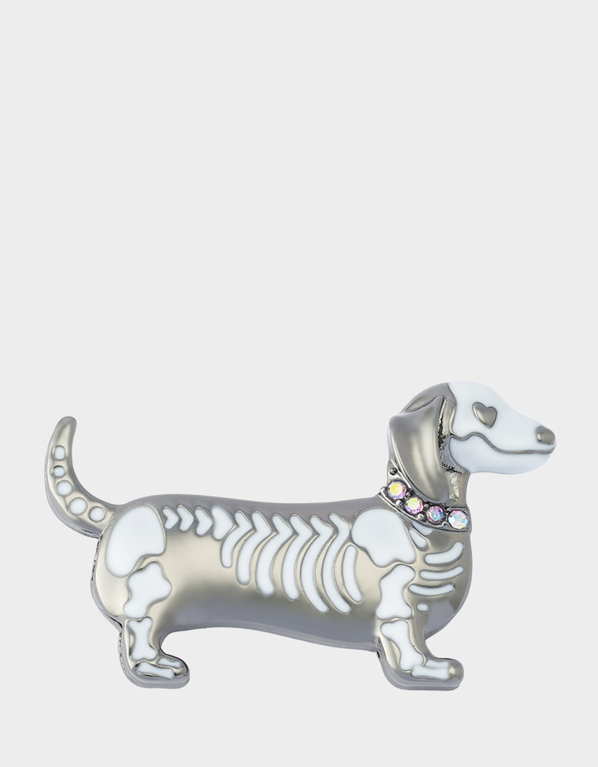 SKELETON DACHSHUND BROOCH BLACK