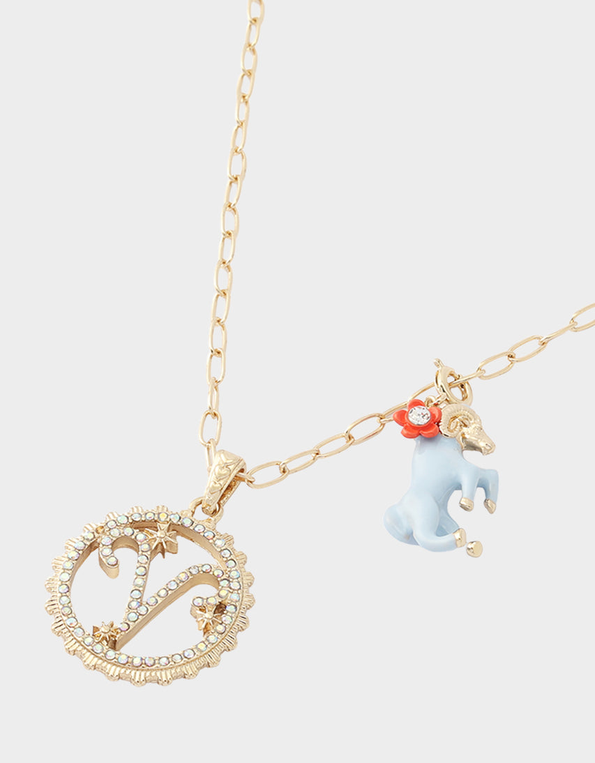 ARIES CHARM PENDANT LIGHT BLUE - JEWELRY - Betsey Johnson