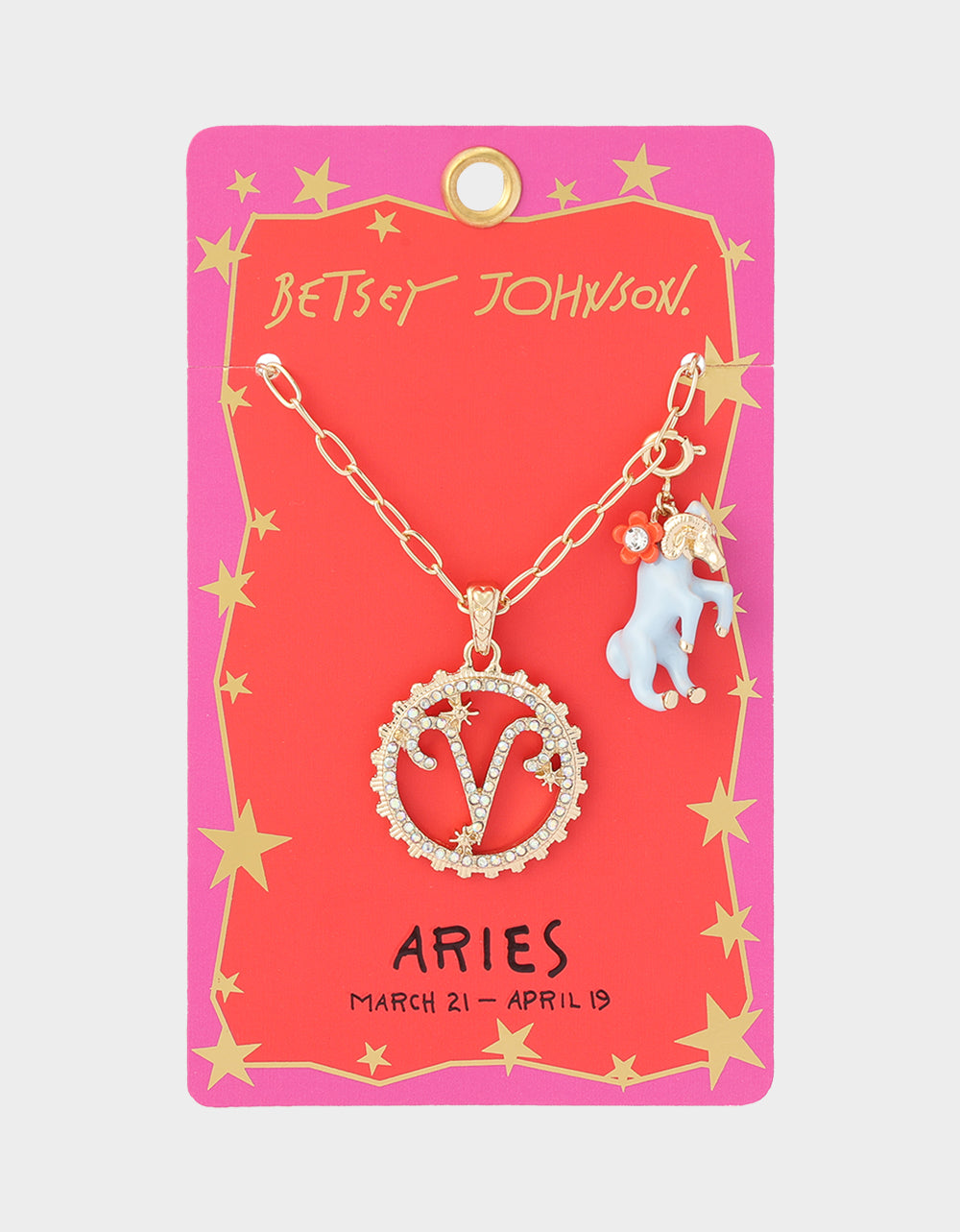 ARIES CHARM PENDANT LIGHT BLUE - JEWELRY - Betsey Johnson