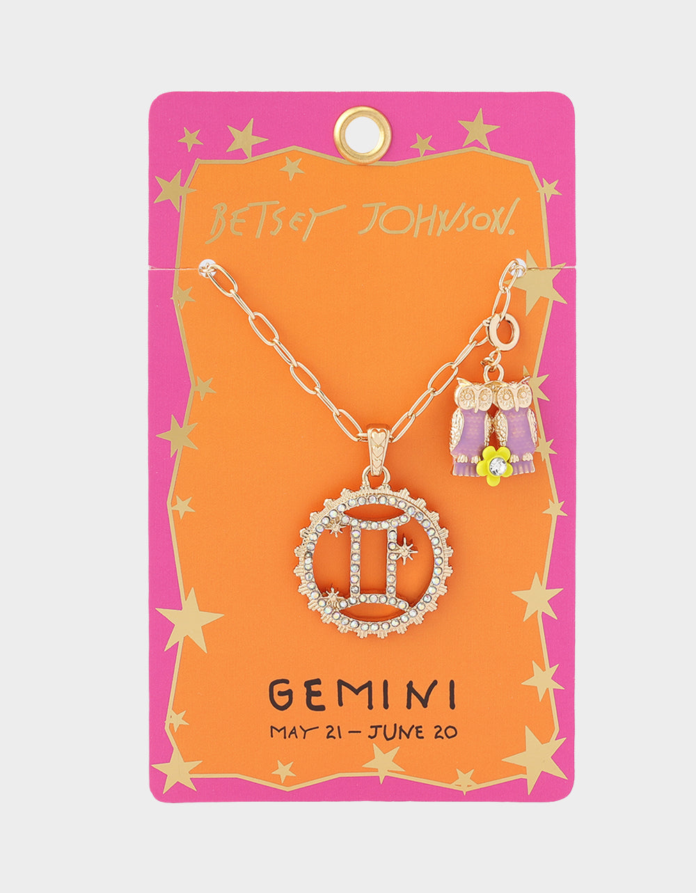 GEMINI CHARM PENDANT LIGHT PINK - JEWELRY - Betsey Johnson