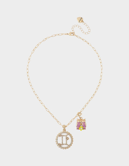 GEMINI CHARM PENDANT LIGHT PINK - JEWELRY - Betsey Johnson