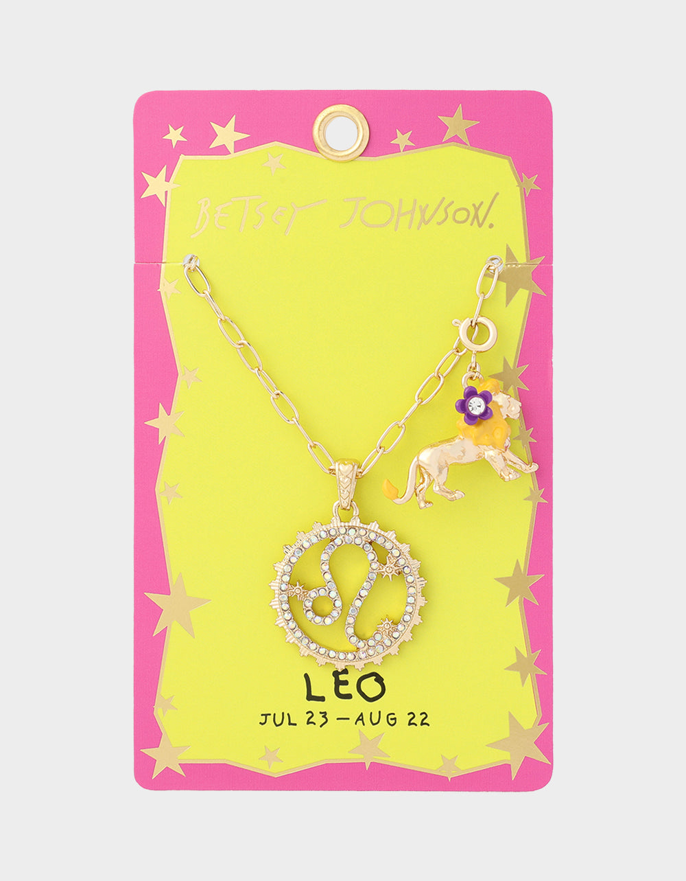 LEO CHARM PENDANT YELLOW - JEWELRY - Betsey Johnson