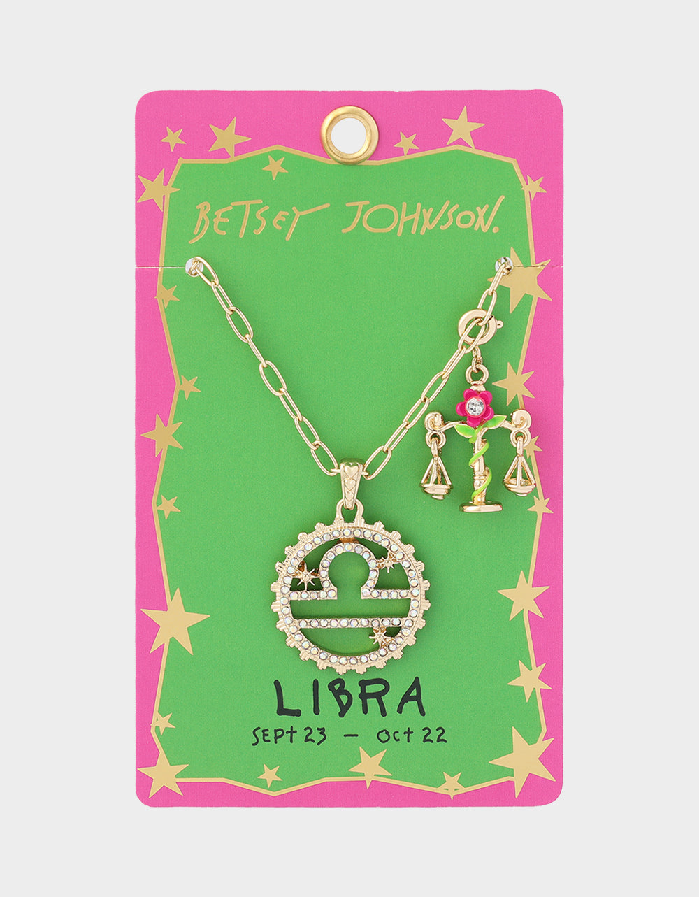 LIBRA CHARM PENDANT FUCHSIA - JEWELRY - Betsey Johnson