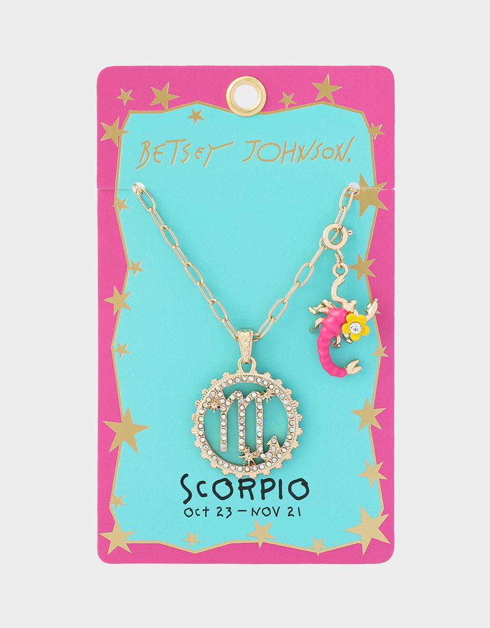 SCORPIO CHARM PENDANT PINK - JEWELRY - Betsey Johnson