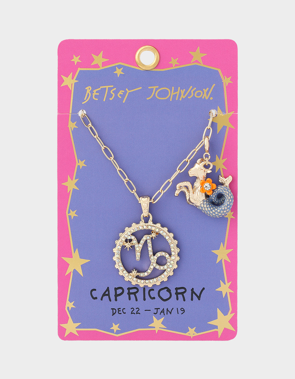CAPRICORN CHARM PENDANT BLUE - JEWELRY - Betsey Johnson