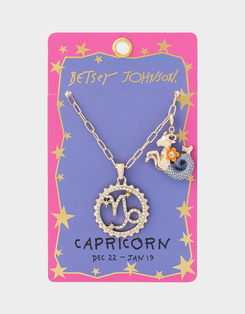CAPRICORN CHARM PENDANT BLUE - JEWELRY - Betsey Johnson