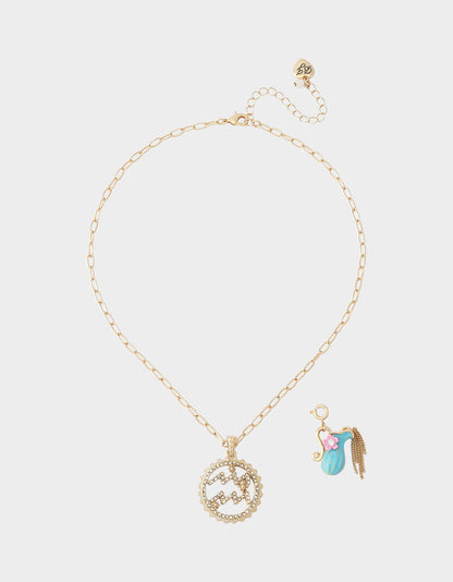 AQUARIUS CHARM PENDANT TURQUOISE - JEWELRY - Betsey Johnson