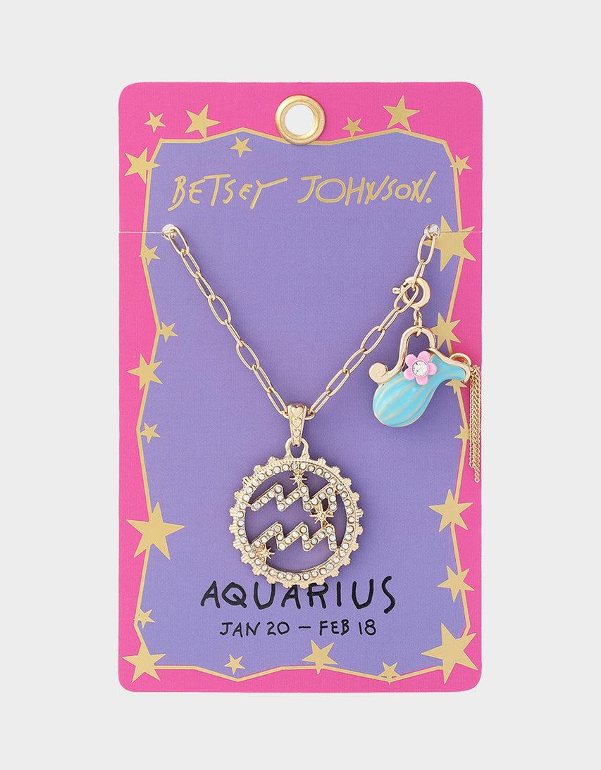 AQUARIUS CHARM PENDANT TURQUOISE - JEWELRY - Betsey Johnson