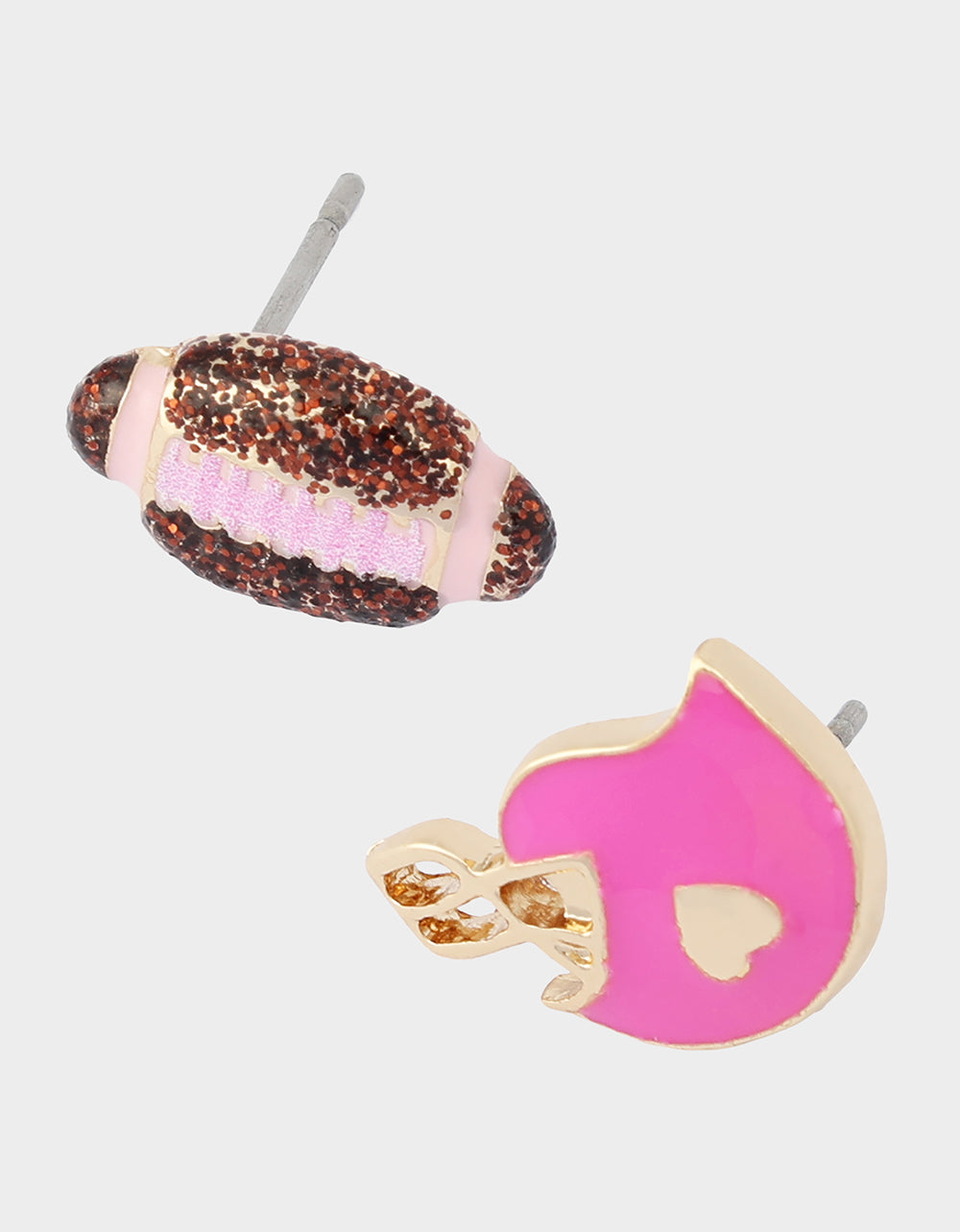 MISMATCH FOOTBALL STUD EARRING PINK - JEWELRY - Betsey Johnson - view 3