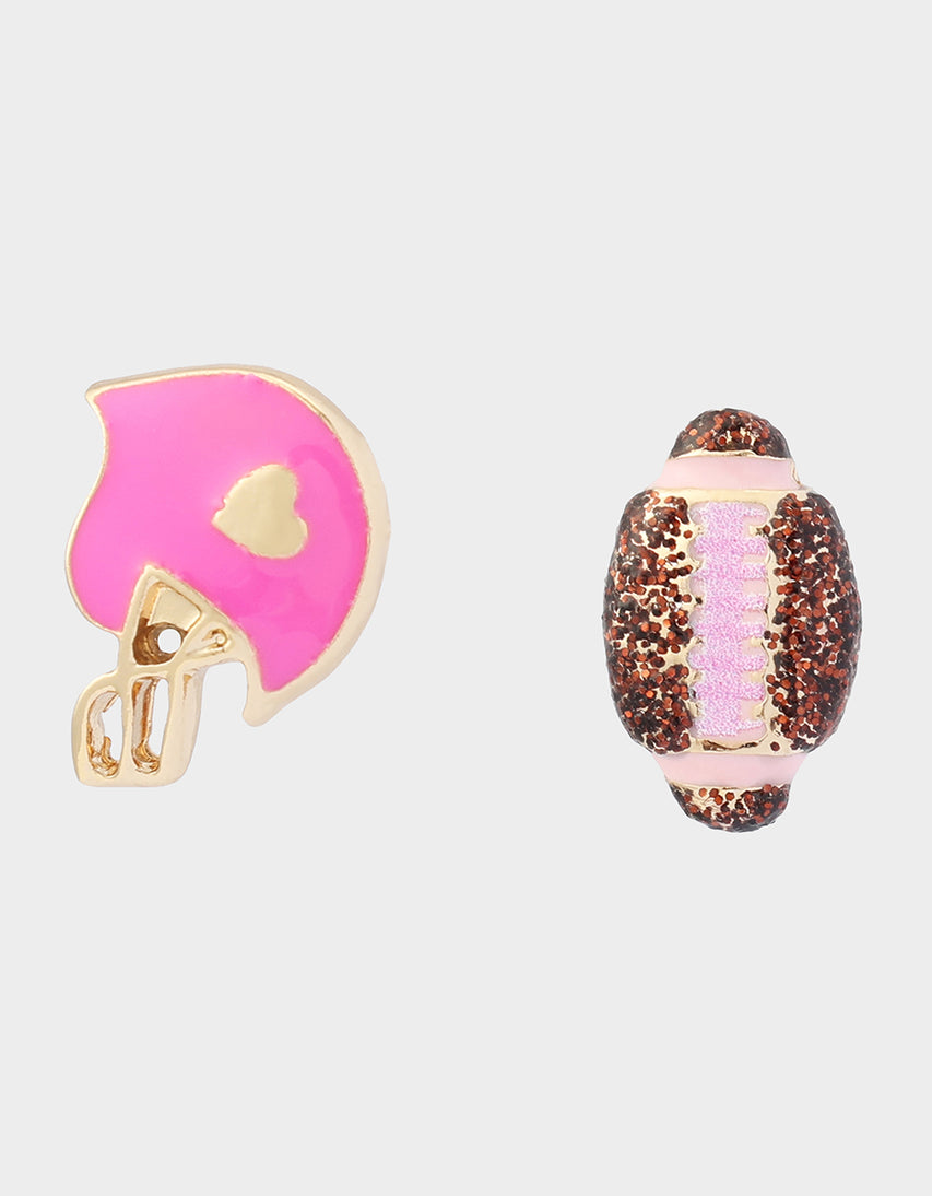 MISMATCH FOOTBALL STUD EARRING PINK - JEWELRY - Betsey Johnson
