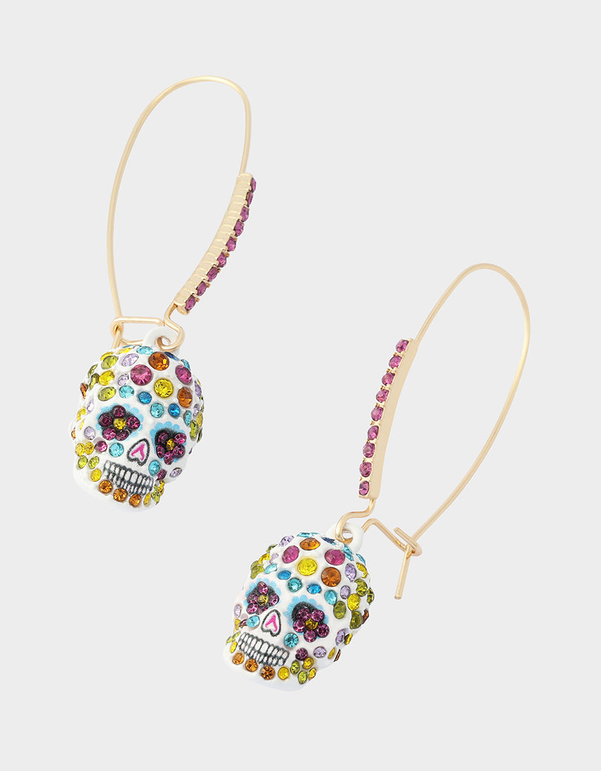 SUGAR SKULL DROP EARRING MULTI - JEWELRY - Betsey Johnson