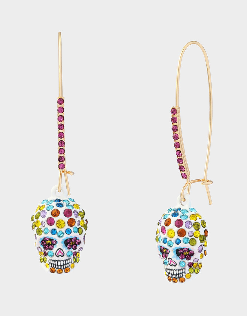 SUGAR SKULL DROP EARRING MULTI - JEWELRY - Betsey Johnson
