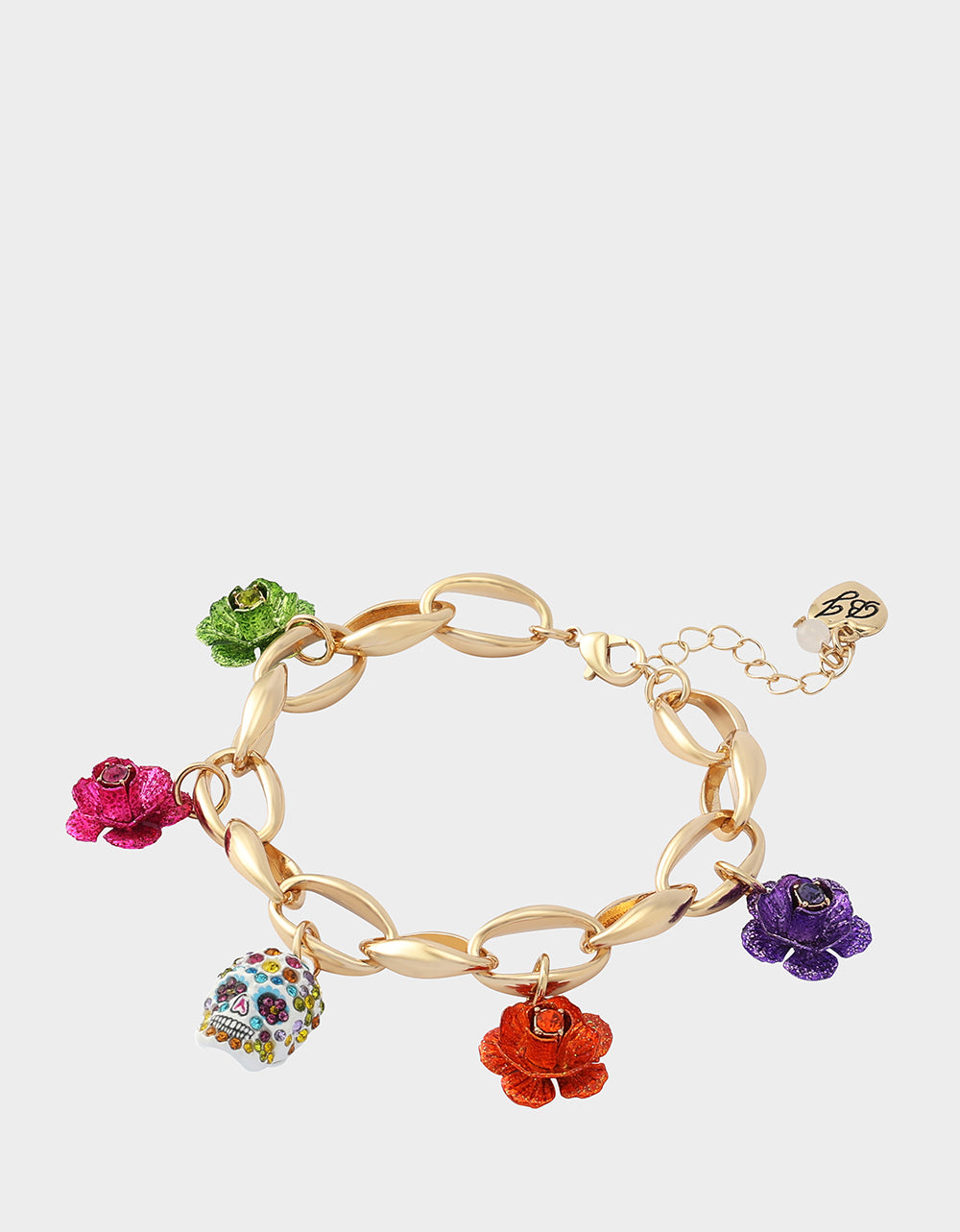 FLOWER SKULL CHARM BRACELET MULTI - JEWELRY - Betsey Johnson