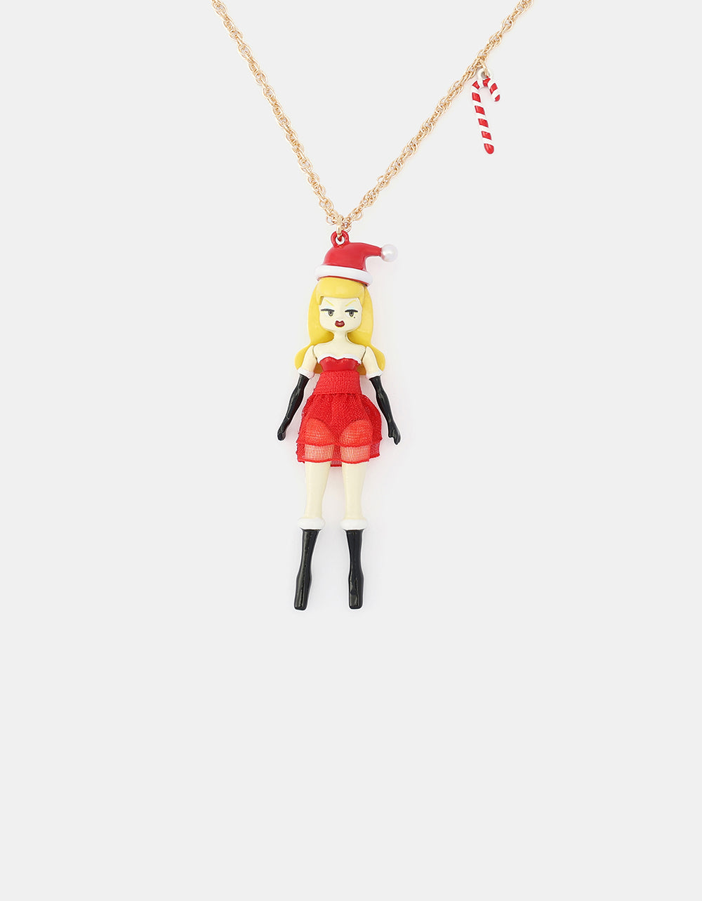 GIRLY SANTA DOLL LONG PENDANT NECKLACE RED - JEWELRY - Betsey Johnson - view 3