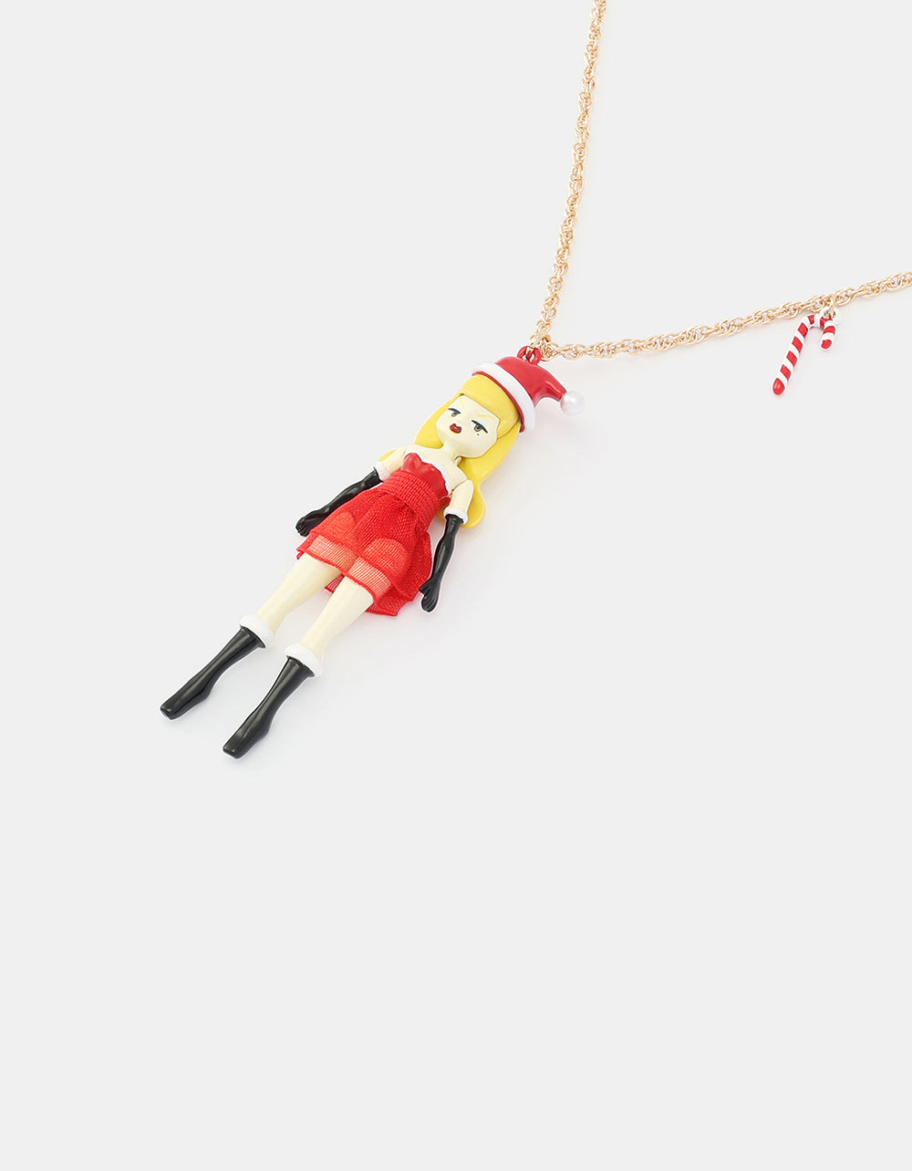 GIRLY SANTA DOLL LONG PENDANT NECKLACE RED - JEWELRY - Betsey Johnson - view 2