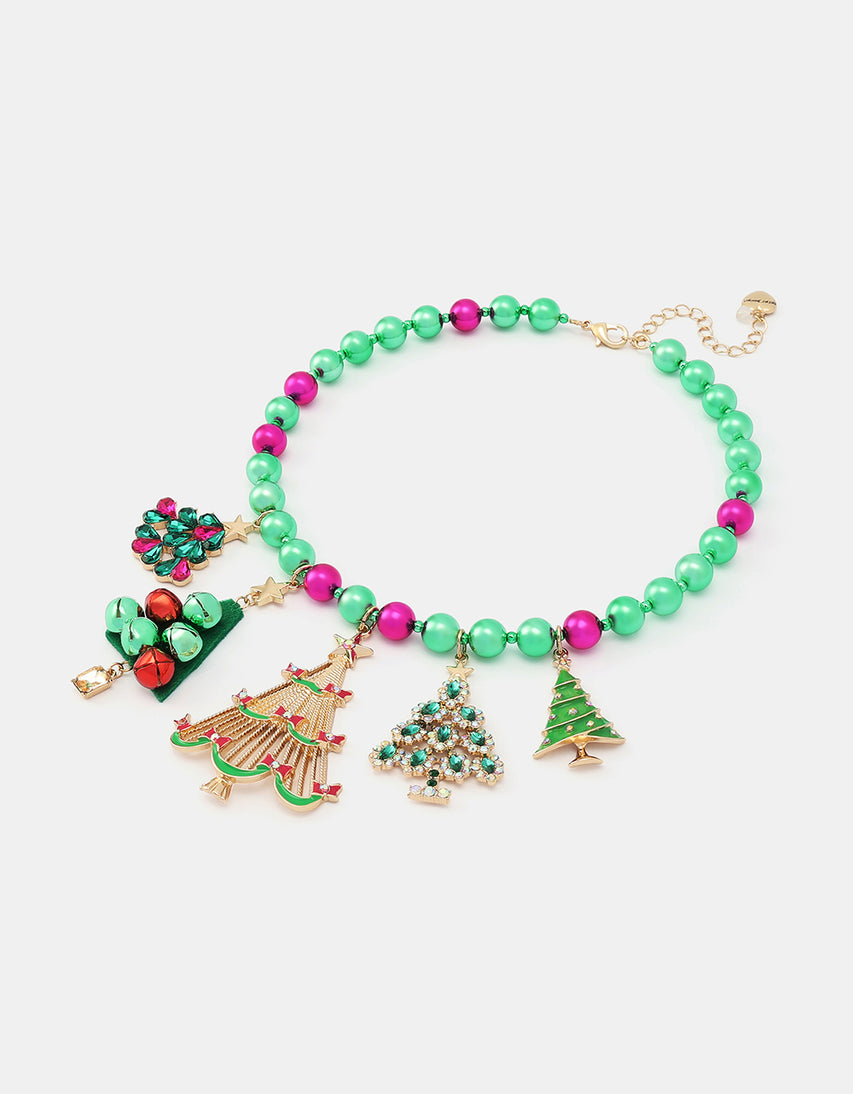 LARGE XMAS TREE CHARM FRONTAL NECKLACE MULTI - JEWELRY - Betsey Johnson