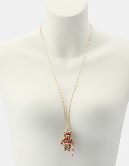 GRANDPA BEAR LONG PENDANT NECKALCE BROWN - JEWELRY - Betsey Johnson