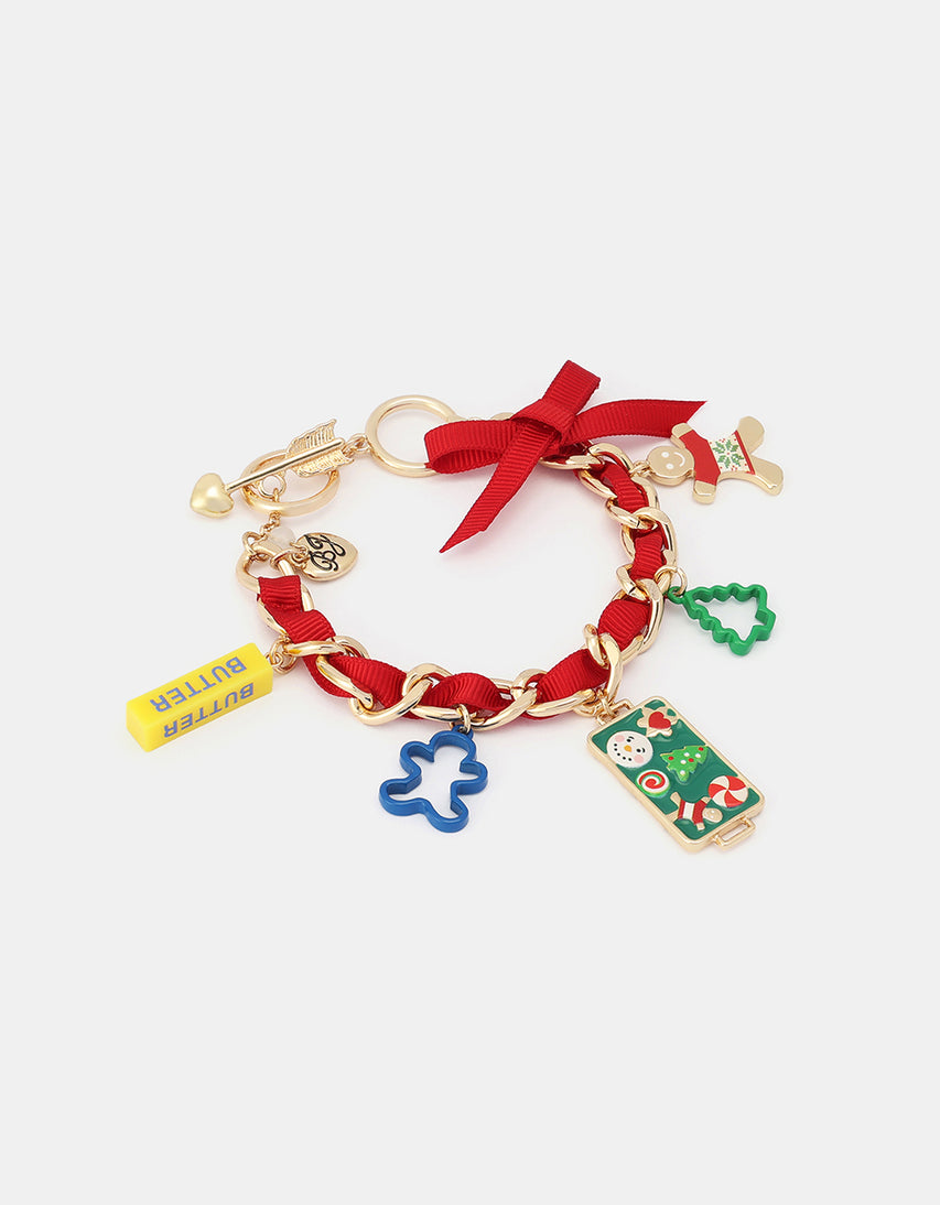 BAKING COOKIES CHARM TOGGLE BRACELET RED - JEWELRY - Betsey Johnson