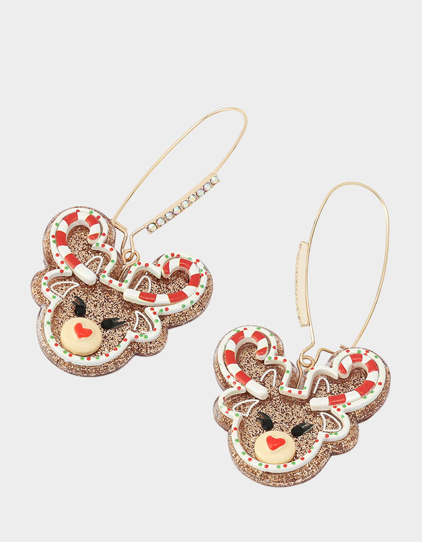 REINDEER COOKIE SHEPHERD HOOK EARRINGS BROWN - JEWELRY - Betsey Johnson
