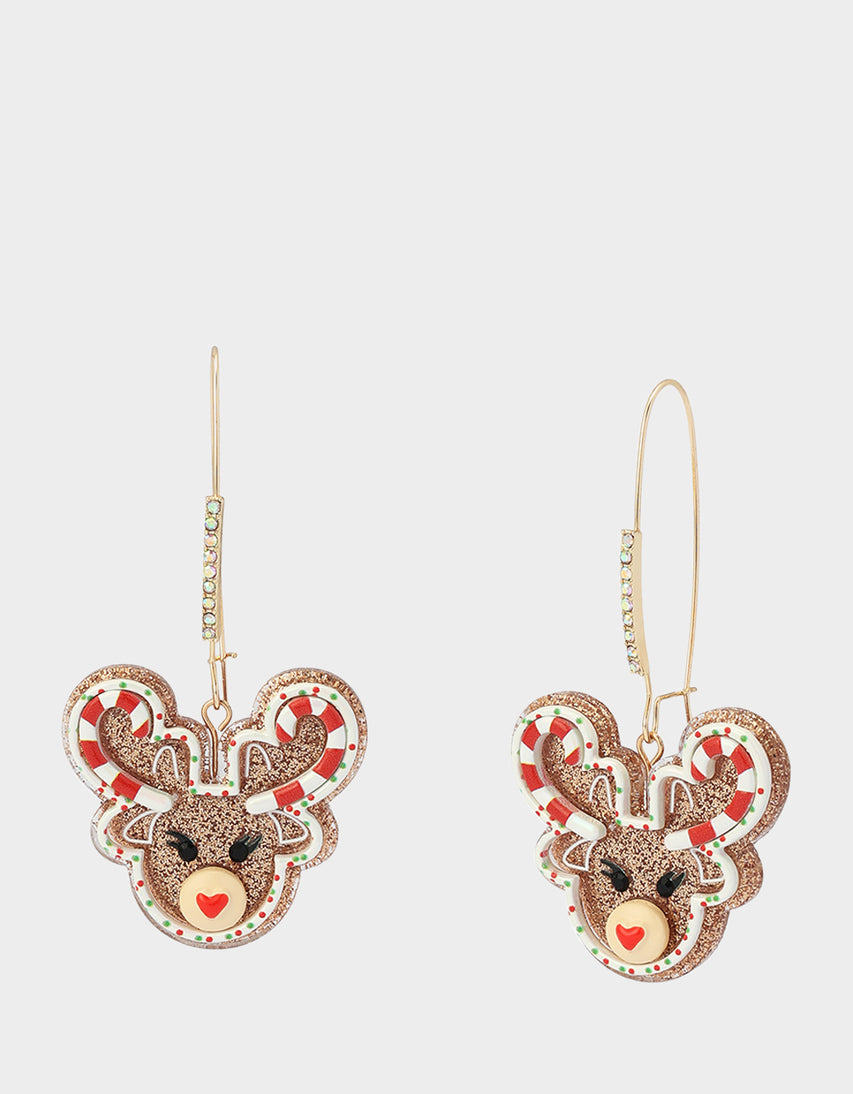 REINDEER COOKIE SHEPHERD HOOK EARRINGS BROWN - JEWELRY - Betsey Johnson