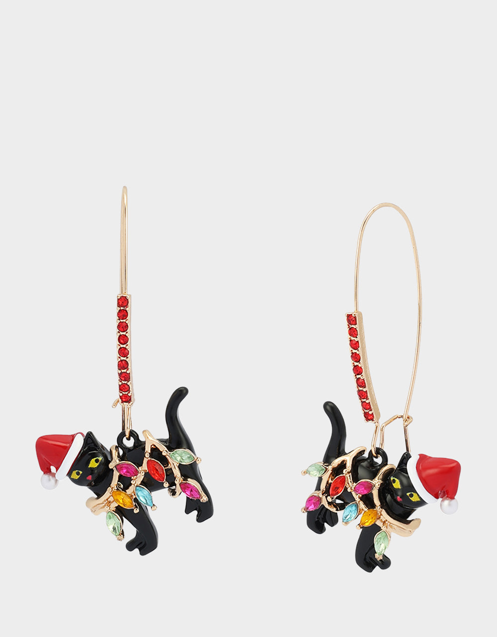 LIGHTS CAT SHEPHERD HOOK EARRINGS BLACK - JEWELRY - Betsey Johnson