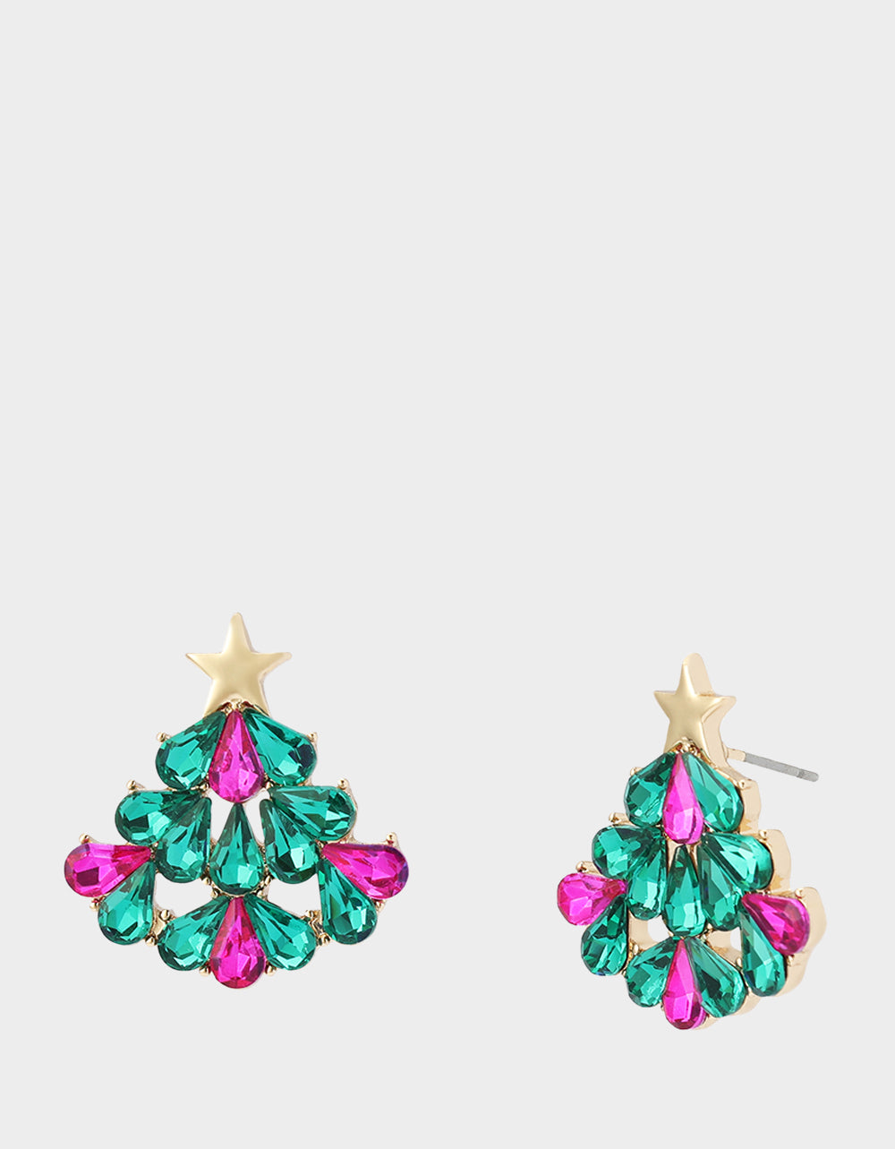 CHRISTMAS TREE STONE STUD EARRINGS GREEN - JEWELRY - Betsey Johnson