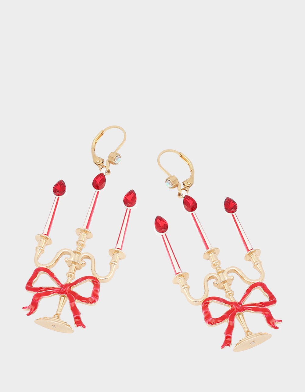 CANDLEABRA LEVERBACK EARRINGS RED - JEWELRY - Betsey Johnson - view 2