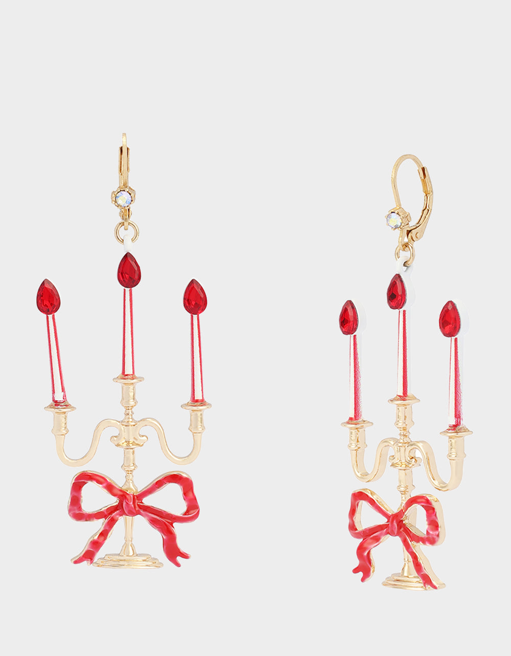 CANDLEABRA LEVERBACK EARRINGS RED - JEWELRY - Betsey Johnson