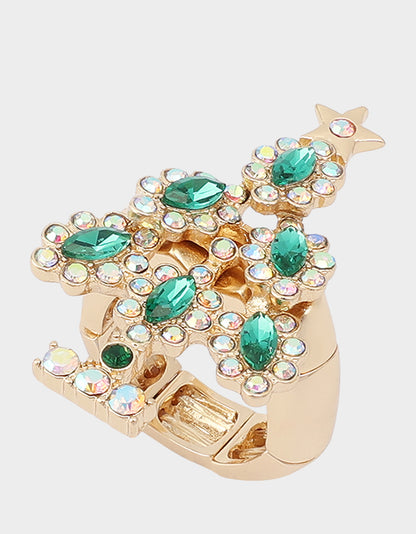 CRYSTAL CHRISTMAS TREE RING GREEN - JEWELRY - Betsey Johnson