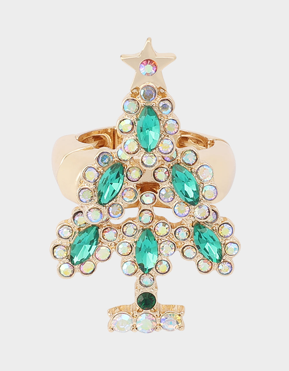 CRYSTAL CHRISTMAS TREE RING GREEN - JEWELRY - Betsey Johnson