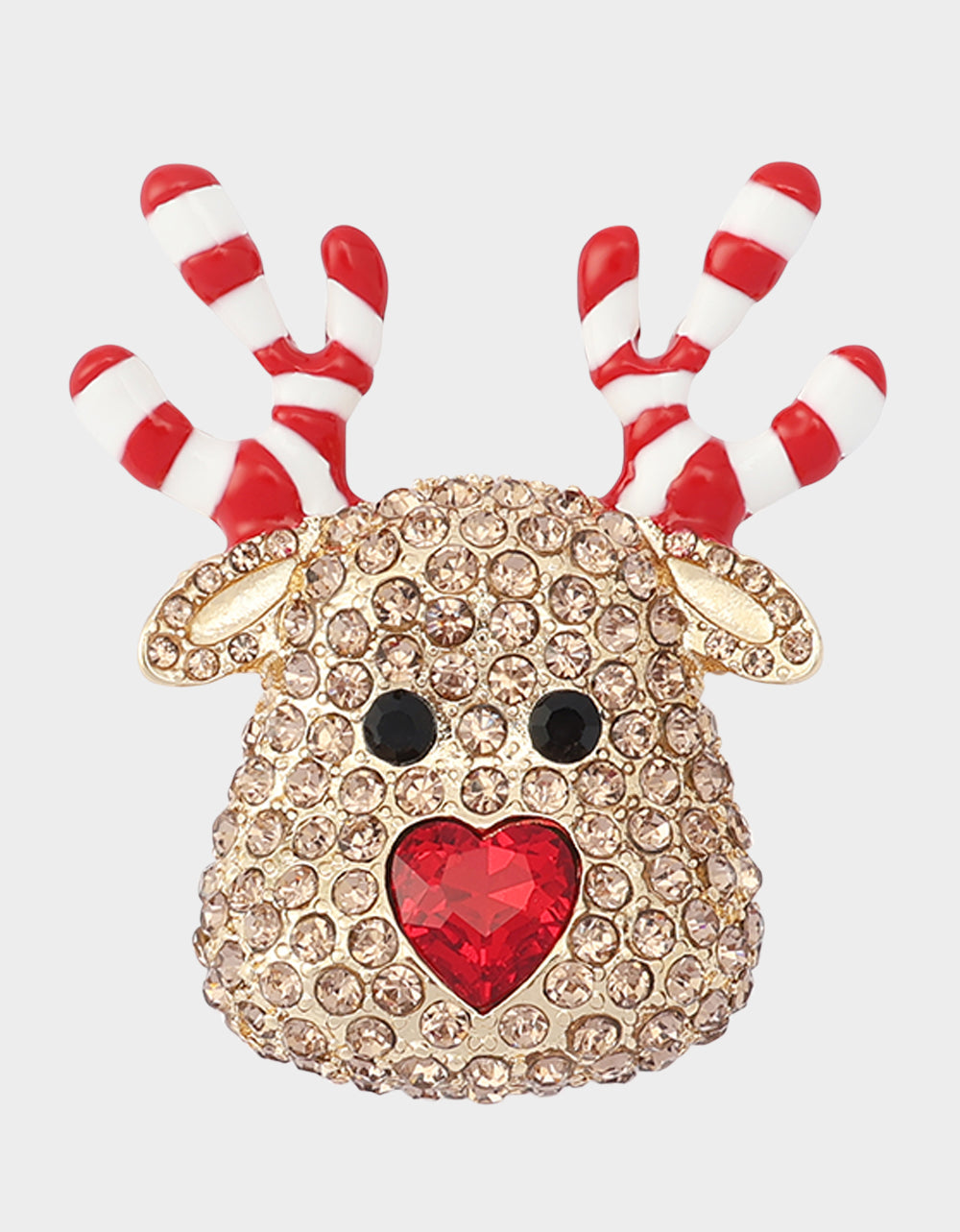 CANDY CANE REINDEER BROOCH BROWN - JEWELRY - Betsey Johnson