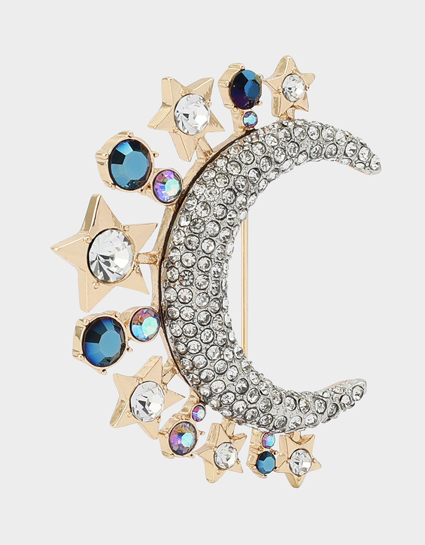 MOON STAR BROOCH CRYSTAL - ACCESSORIES - Betsey Johnson