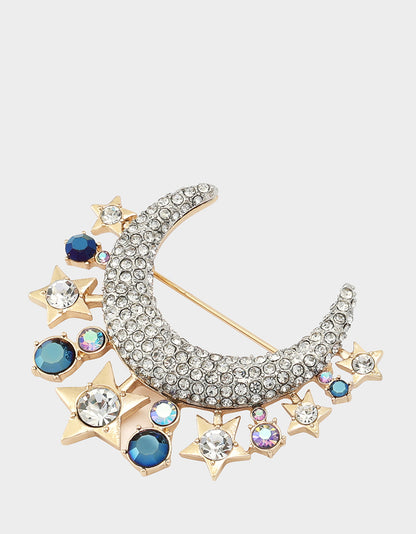 MOON STAR BROOCH CRYSTAL - ACCESSORIES - Betsey Johnson
