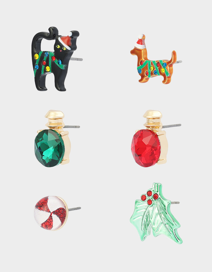 XMAS STUD EARRING SET MULTI - JEWELRY - Betsey Johnson