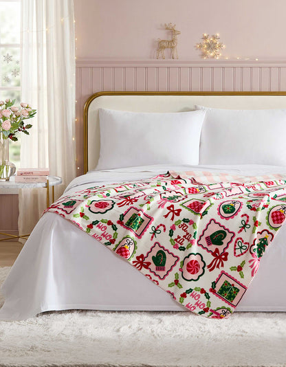 HOLIDAY GALLERY 50" X 70" THROW BLANKET PINK - ACCESSORIES - Betsey Johnson