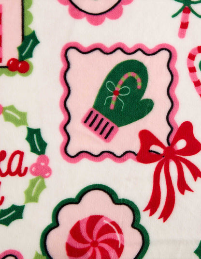 HOLIDAY GALLERY 50" X 70" THROW BLANKET PINK - ACCESSORIES - Betsey Johnson