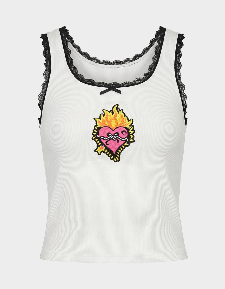 BETSEY ICON TANK TOP WHITE - APPAREL - Betsey Johnson