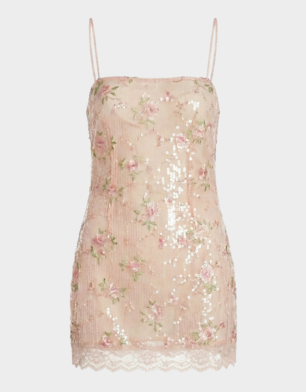 Women's Floral Blur Sequin Dress in Pink | Size XS