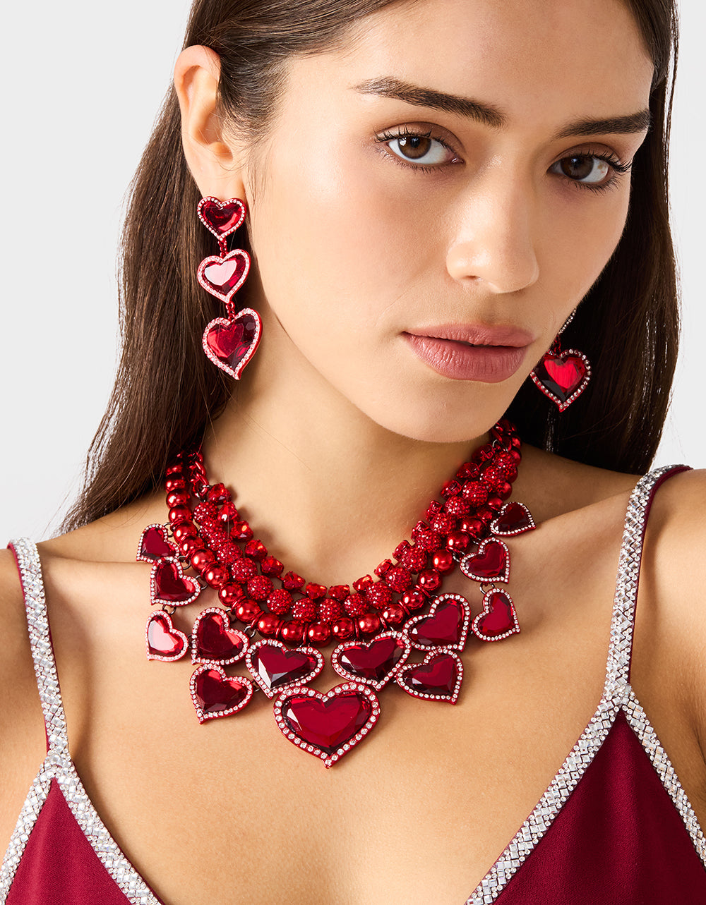 LOVE SPELL BIB NECKLACE RED - JEWELRY - Betsey Johnson