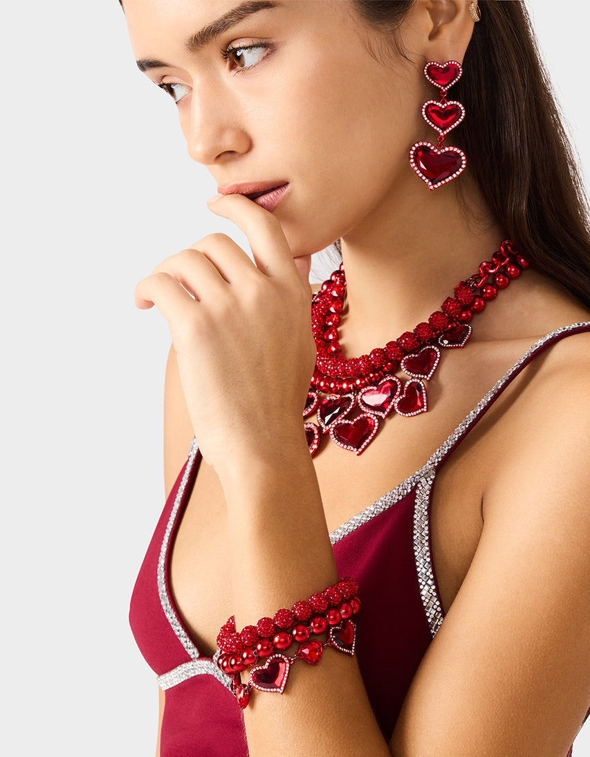 LOVE SPELL MULTI BRACELET RED - JEWELRY - Betsey Johnson