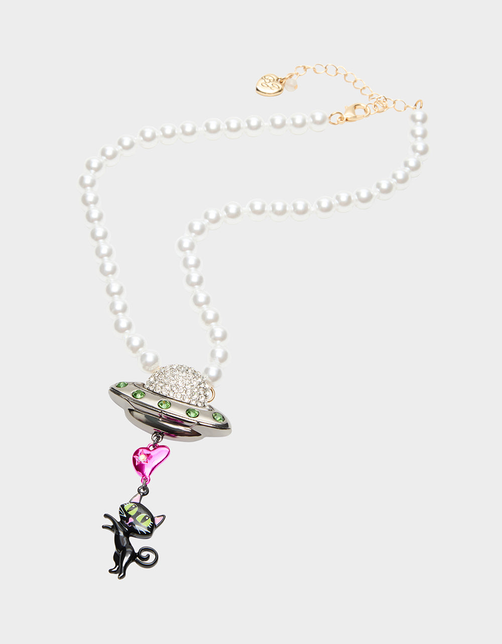 BEAM ME UP STARSHIP & CAT CHARM PENDANT NECKLACE MULTI - view 2