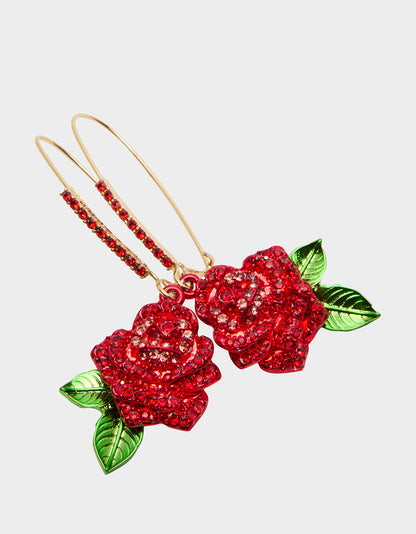 ROSE SHEPHERD HOOK EARRINGS RED