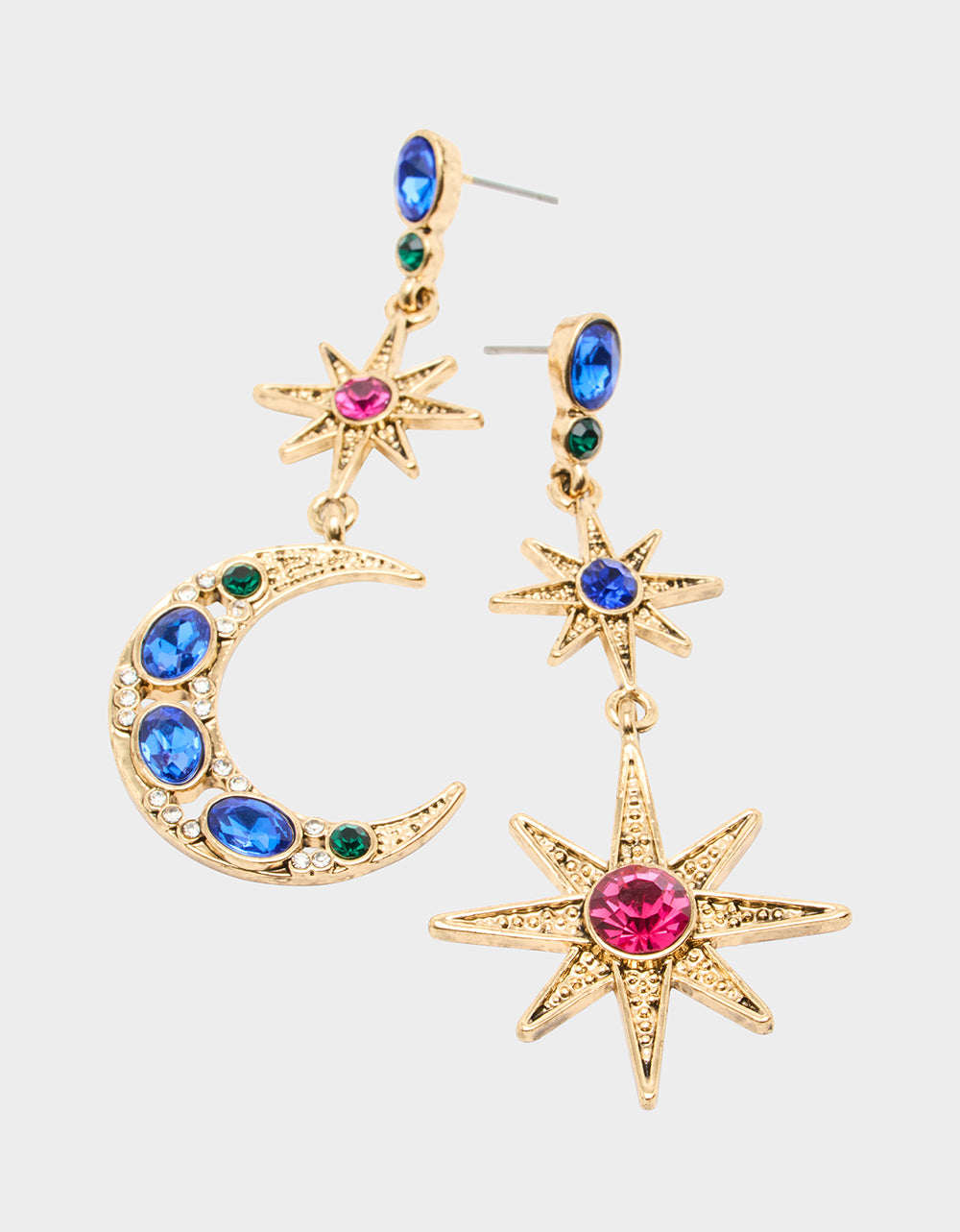 BETSEYS CELESTIAL STAR AND MOON MISMATCH EARRINGS MULTI - view 2