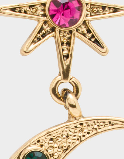 BETSEYS CELESTIAL STAR AND MOON MISMATCH EARRINGS MULTI