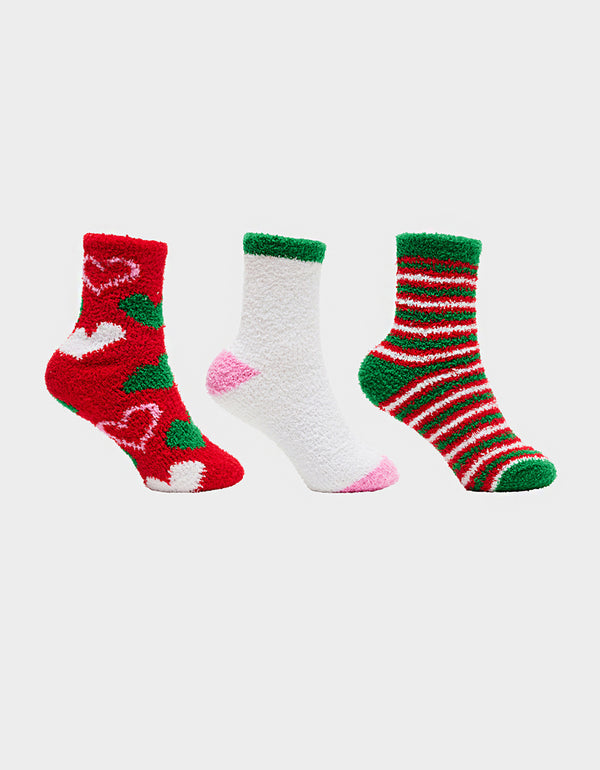 HOLIDAY HEART COZY THREE PACK MULTI - ACCESSORIES - Betsey Johnson