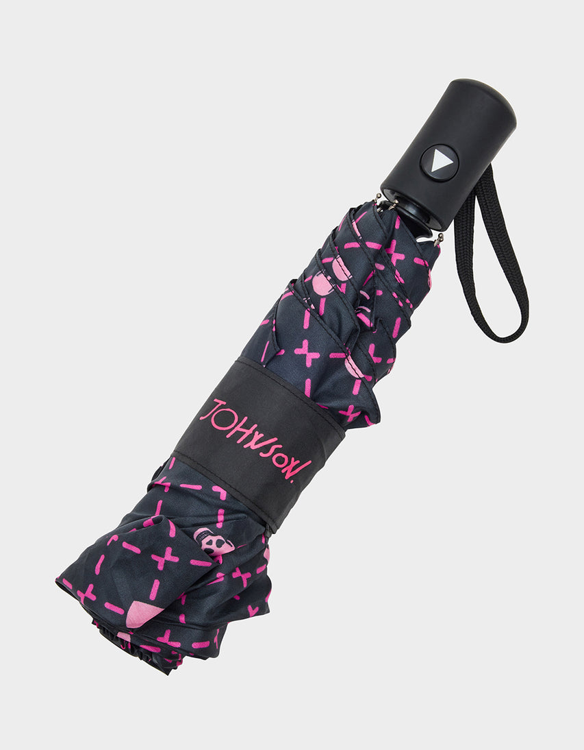BETSEY'S HEART & SKULL PRINT UMBRELLA BLACK MULTI - ACCESSORIES - Betsey Johnson
